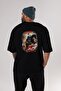 Black Oversize T-shirt - Unisex Men and Women, Crew Neck, Back Printed Headless Horseman - 3