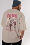 MONKEY D. LUFF-ONE PIECE 1 Anime Back Printed Beige Oversize t-shirt 100% cotton Men Women - 7