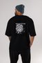 Hipster Japanese Style Back Printed Black Oversize T-shirt Men's Women's Crew Neck - 5