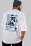 Katana Back Printed White Oversize T-shirt Unisex Men's Women's Crew Neck - 5