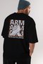 Arm Wrestling Back Printed Black Oversize T-shirt Unisex Men's Women's Crew Neck - 4