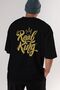 Real King Printed Back Printed Black Oversize T-shirt Men's Women's Crew Neck - 5