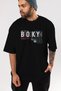 Brooklyn 56 Lettered Front Printed Black Oversize T-shirt Unisex Men's Women's Crew Neck - 6