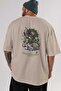 Zoro-ONE PIECE Anime Back Printed Beige Oversize t-shirt 100% cotton Men Women - 5
