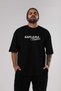 Stud Machine Front Printed Black Oversize T-shirt Men's Women's Crew Neck - 6