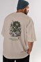 Zoro-ONE PIECE Anime Back Printed Beige Oversize t-shirt 100% cotton Men Women - 7