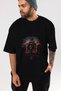 Nightmare Side Front Printed Black Oversize T-shirt Unisex Men's Women's Crew Neck