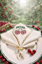 6-Pack of Cherry Elegance Stone-Patterned Napkins 34X34 cm – Promise and Engagement Table Napkins, Event Table Napkins, Dowry Napkins