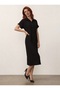 Three Button Muslin Dress Black - 4