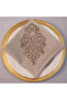 6-Piece Golden Palace Patterned Linen Napkin Set – 34X34 cm Decorative Table Napkin for Special Occasions - 6