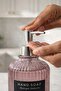 Pink 2-Piece Glass Soap Dispenser/Detergent Dispenser, 500 Ml, with Silver Color Metal Stand, 21.5X9X23 cm - 3