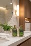 Green 2-Piece Glass Soap Dispenser/Detergent Dispenser, 500 Ml, with Gold Color Metal Stand, 21.5X9X23 cm - 6