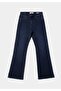 Regular Fit Mid Waist Bootcut Women's Navy Blue Jean Trousers - 7