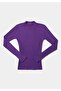Slim Fit Half Turtleneck Plain Women's Purple T-Shirt - 5