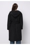Regular Fit Hooded Zippered Lined Detachable Hooded Women's Black Coat - 2