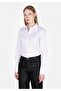 Slim Fit Shirt Neck Plain Women's White Long Sleeve Shirt