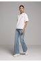 Boyfriend Fit Round Neck Embroidered Women's White Short Sleeve T-Shirt - 3