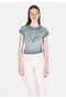 Slim Fit Round Neck Cotton Pack Printed Women's Green Short Sleeve T-Shirt