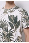 Regular Fit Round Neck Knitted Printed Men's Green Short Sleeve T-Shirt - 4