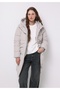 Regular Fit Hooded Zippered Lined Water Resistant Women's Stone Coat