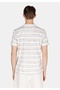 Regular Fit Cotton Lu Round Neck Striped Men's White Short Sleeve T-Shirt - 2