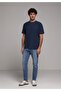 Comfort Fit Round Neck Plain Men's Navy Blue Short Sleeve T-Shirt - 3
