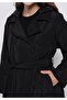 Regular Fit Hooded Zippered Lined Detachable Hooded Women's Black Coat - 5