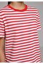 Regular Fit Round Neck Striped Women's Red Short Sleeve T-Shirt - 4
