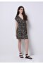 Regular Fit Printed Women's Black Sleeveless Dress - 3