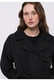 Regular Fit Hooded Zippered Lined Detachable Hooded Women's Black Coat - 6