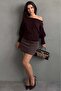 Brown Ribbed Asymmetrical Cut Women's Sweater Mg2744 - 6