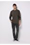 Comfort Fit Round Neck Plain Men's Green Long Sleeve T-Shirt - 3