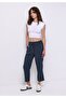 Regular Fit High Waist Straight Leg Women's Navy Blue Trousers