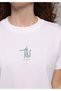 Boxy Fit Round Neck Printed Women's White Short Sleeve T-Shirt - 4