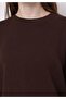Regular Fit Round Neck Plain Women's Brown T-Shirt - 4