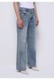 Regular Fit High Waist Wide Leg Women's Cotton Light Indigo Denim Jean Trousers - 5