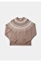 Regular Fit Turtle Neck Printed Women's Beige Sweater - 5