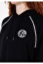 Regular Fit Hooded Embroidered Women's Black Sweatshirt - 4