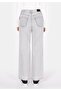 Regular Fit High Waist Wide Leg Women's Gray Jean Trousers - 2