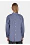 Regular Fit Shirt Neck Plain Women's Blue Long Sleeve Shirt - 2