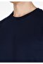 Comfort Fit Round Neck Jacquard Men's Navy Blue Short Sleeve T-Shirt - 4