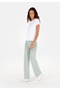 Regular Fit Mid Waist Women's Cotton Blend Green Sweatpants - 3