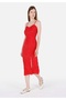 Viscose Slim Fit Women's Red Dress
