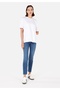 Slim Fit Mid Waist Straight Leg Women's Indigo Jean Trousers