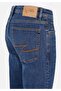 Regular Fit Mid Waist Slimming Leg Men's Dark Indigo Zippered Denim Jean Pants - 6