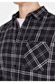 Regular Fit Shirt Neck Checked Men's Black Long Sleeve Shirt - 4