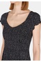 Slim Fit Floral Women's Black Short Sleeve Dress - 4