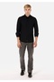 Slim Fit Shirt Neck Men's Black Long Sleeve Shirt - 3
