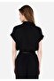 Regular Fit Cotton Lu Shirt Neck Women's Black Short Sleeve Shirt - 2