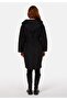 Regular Fit Hooded Pocketed Women's Black Coat - 2